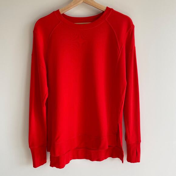 Sweaty Betty Red Crew Neck Long Sleeve Sweatshirt Top XS Thumbholes Athleisure - Picture 1 of 8